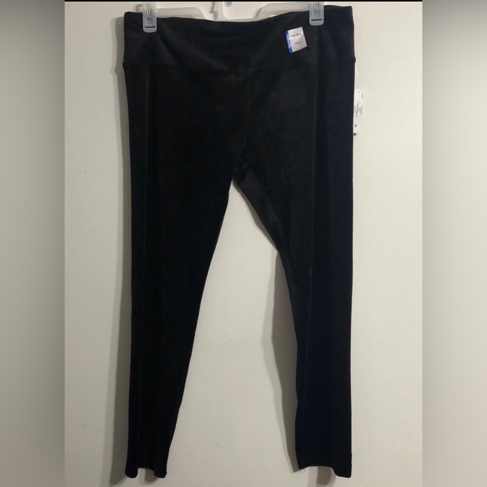 Women’s high rise pull on very soft velvet stretchy Leggings black.XXXL(22)